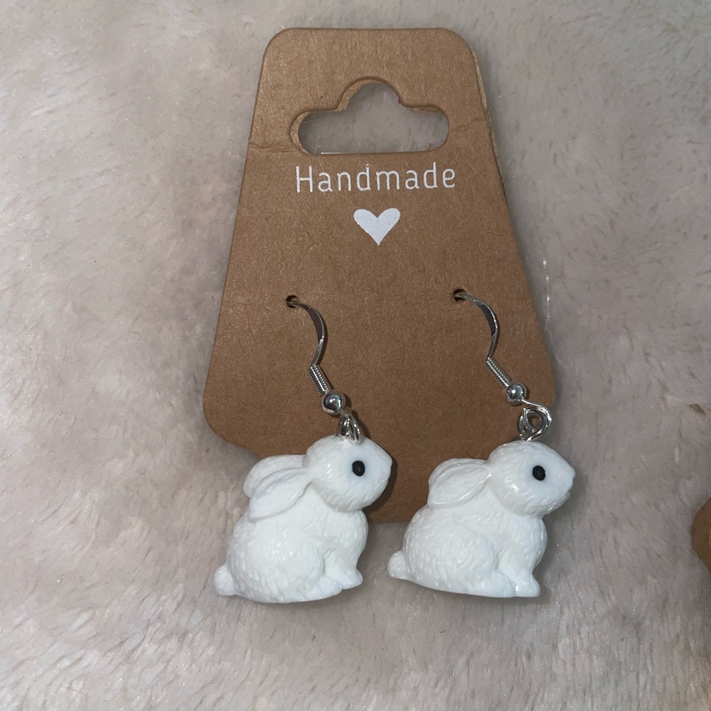White Bunny Earrings